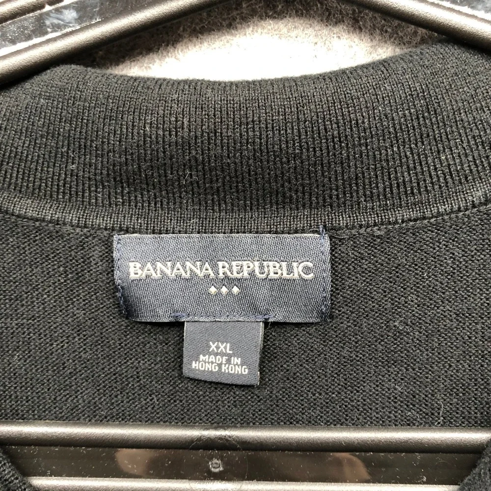 Banana Republic Polo Sweater Mens XXL Black Short Sleeve Knit Cotton